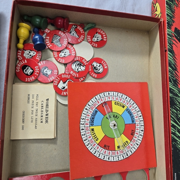 Vintage 1950 Safari Board Game  Selchow & Righter co Hunting Game  COMPLETE - Picture 3 of 9